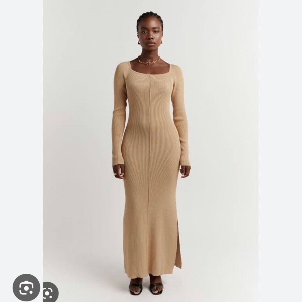 Dissh Lena wheat long sleeve midi dress size medium